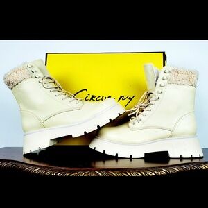 Circus by Sam Edelman Women's Larsa Ivory Cream Combat Boot Saks Fifth Ave NWT